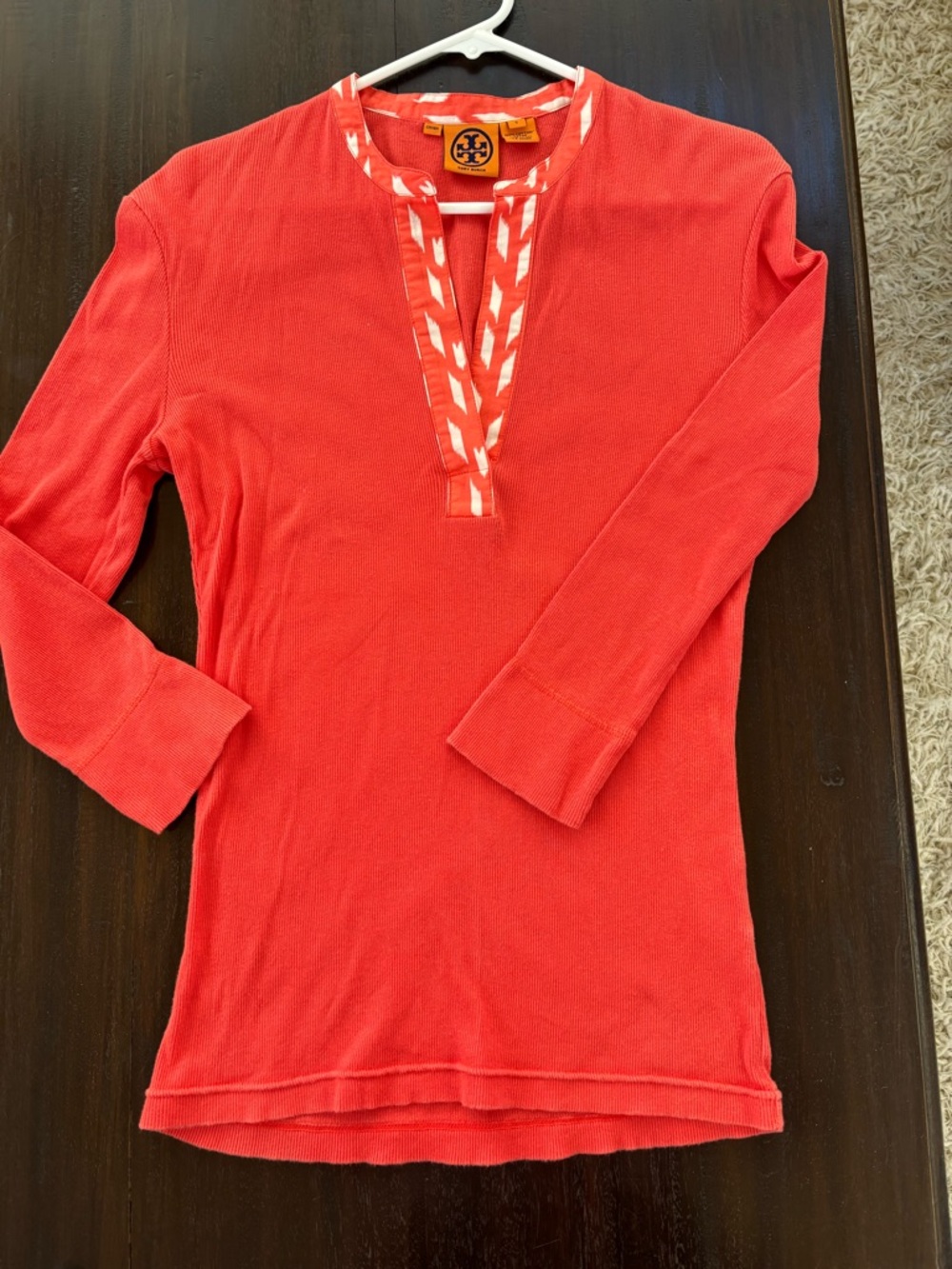 Tory Burch Coral Long-Sleeve Tunic Top